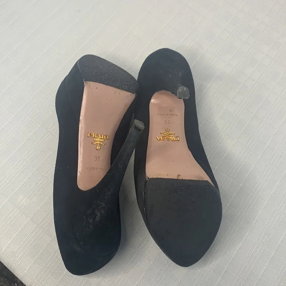 Prada black peep toe heels size 36